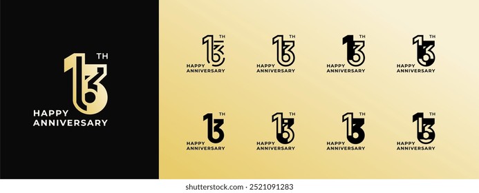 Logo 13th, 11th-19th, 11-19 years happy anniversary, Creative design template for celebration, birthday, greeting and invitation. Editable file