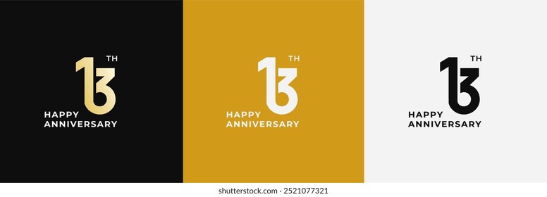 Logo 13th, 13 years anniversary, Creative design for celebration, birthday, greeting and invitation. Editable file