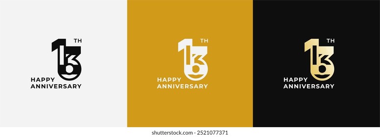 Logo 13th, 13 years anniversary, Creative design template for celebration, greeting, birthday and invitation. Editable file