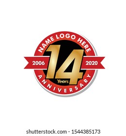 Logo 14 Years Anniversary, vector for company or comunnity.