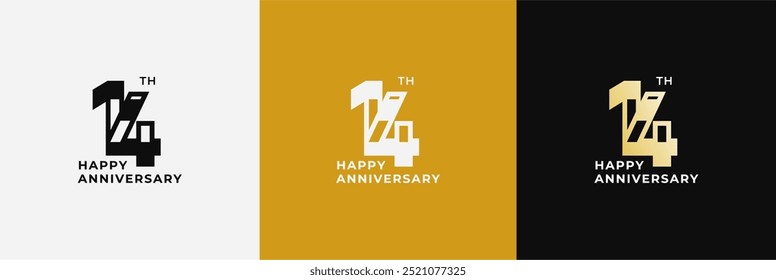 Logo 14th, 14 years anniversary, Creative design template for celebration, greeting, birthday and invitation. Editable file