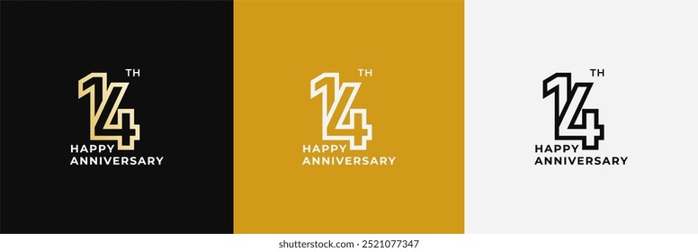 Logo 14th, 14 years anniversary, Creative design template for celebration, greeting and invitation. Editable file