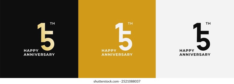 Logo 15th, 15 years anniversary, Creative design for celebration, birthday, greeting and invitation. Editable file