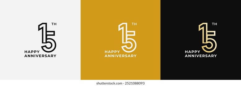 Logo 15th, 15 years anniversary, Creative design template for celebration, greeting and invitation. Editable file