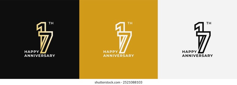 Logo 17th, 17 years anniversary, Creative design template for celebration, birthday and invitation. Editable file