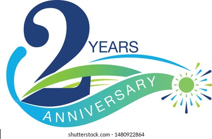 Logo 2 Anniversary Vector Illustration, 2 years, Number 2, two, second