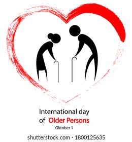 Logo 2 elderly people in the heart, vector art illustration.