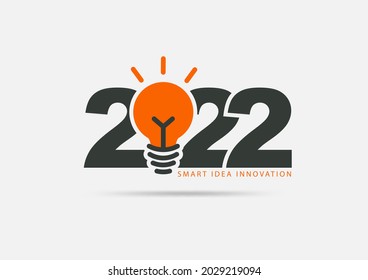 Logo 2022 new year with creative lightbulb design, Vector illustration modern layout template