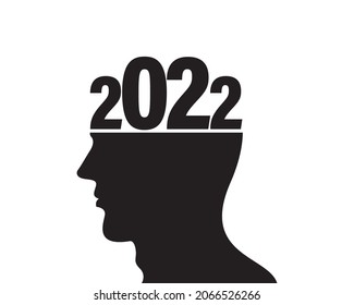 Logo 2022 new year with creative concept of human head, Vector illustration modern editable vector.
