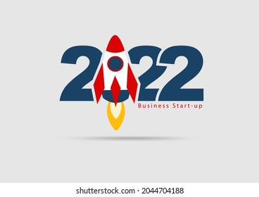 Logo 2022 new year rocket launch Start up business creative ideas concept design, Vector illustration modern layout template