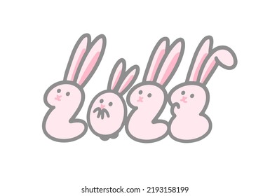 Logo for 2023 in the shape of pink rabbits
