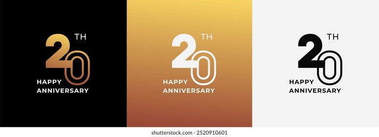Logo 20th, 20 years anniversary, Creative design template for celebration, greeting and invitation. Editable file