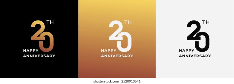 Logo 20th, 20 years anniversary, Creative design template for celebration, greeting, birthday and invitation. Editable file