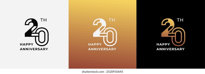 Logo 20th, 20 years anniversary, Creative design template for celebration, birthday and invitation. Editable file