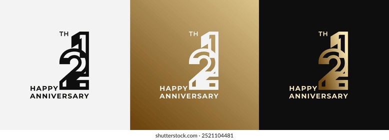 Logo 21th, 21 years anniversary, design template for celebration, birthday, greeting and invitation. Editable file