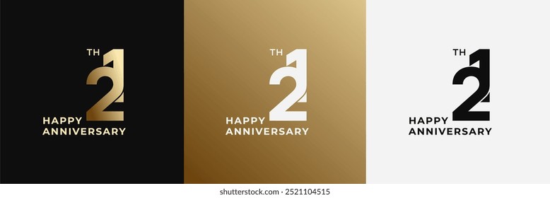 Logo 21th, 21 years anniversary, Creative design for celebration, birthday, greeting and invitation. Editable file