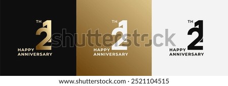 Logo 21th, 21 years anniversary, Creative design for celebration, birthday, greeting and invitation. Editable file