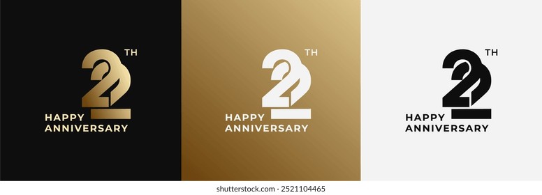 Logo 22th, 22 years anniversary, Creative design for celebration, birthday, greeting and invitation. Editable file