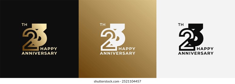 Logo 23th, 23 years anniversary, Creative design template for celebration, birthday, greeting. Editable file