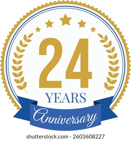 Logo 24 Years Anniversary Celebration Design Template