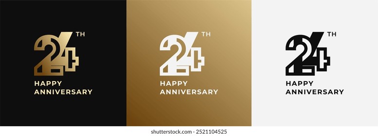 Logo 24th, 24 years happy anniversary, Creative design template for celebration, birthday, greeting and invitation. Editable file