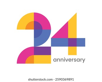 
logo 24th anniversary celebration with colorful design, Modern geometric style. 