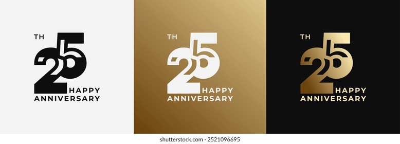 Logo 25th, 25 years anniversary, Creative design template for celebration, greeting, birthday and invitation. Editable file