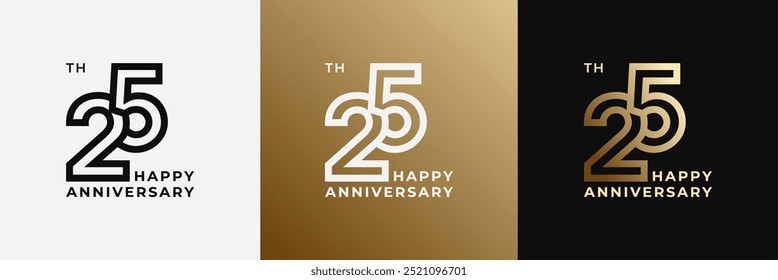 Logo 25th, 25 years anniversary, Creative design template for celebration, greeting and invitation. Editable file