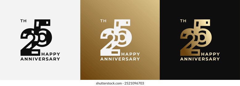 Logo 25th, 25 years anniversary, design template for celebration, birthday, greeting and invitation. Editable file