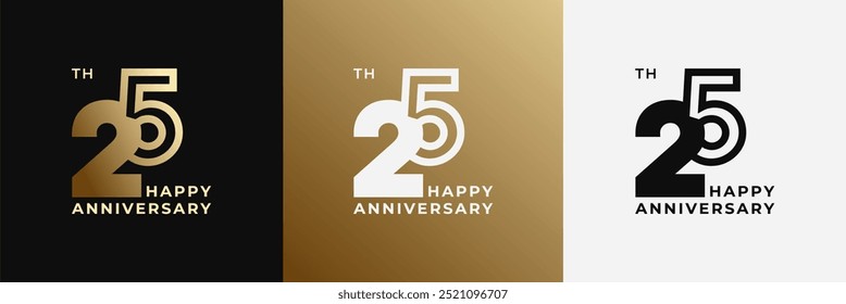 Logo 25., 25 Jahre Jubiläum, Vorlage für kreatives Design zum Feiern, Geburtstag und Einladung. Bearbeitbare Datei