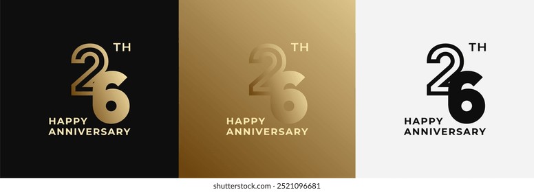 Logo 26th, 26 years anniversary, Creative design template for celebration, birthday, greeting. Editable file