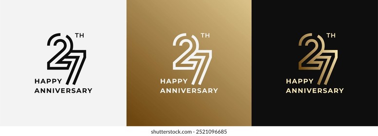 Logo 27th, 27 years anniversary, Creative design template for celebration, birthday, greeting and invitation. Editable file