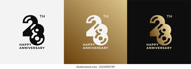 Logotipo 28, 28 años de aniversario, Plantilla creativa para la celebración, cumpleaños, saludo e invitación. Archivo editable