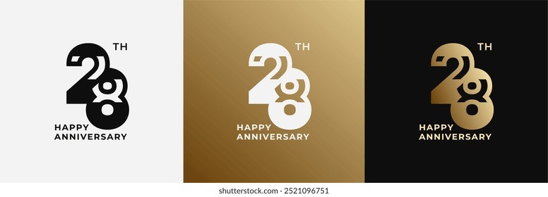 Logotipo 28, 28 años de aniversario, Plantilla de diseño creativo para la celebración, saludo, cumpleaños e invitación. Archivo editable