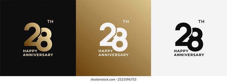 Logotipo 28, 28 años de aniversario, diseño creativo para la celebración, cumpleaños, saludo e invitación. Archivo editable