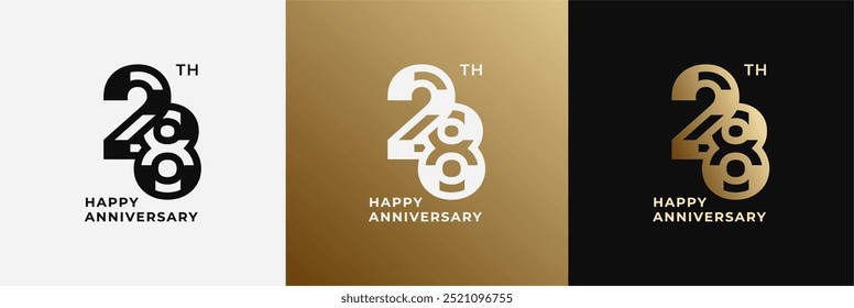 Logotipo 28, 28 años de aniversario, Plantilla de diseño para celebración, cumpleaños, saludo e invitación. Archivo editable