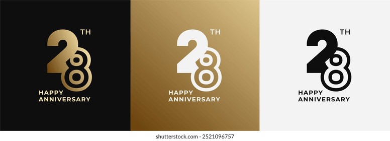 Logotipo 28, 28 años de aniversario, Plantilla de diseño creativo para celebración, cumpleaños e invitación. Archivo editable