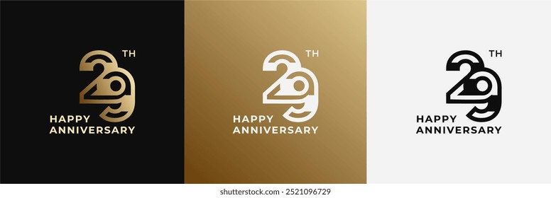 Logo 29., 29 Jahre Jubiläum, Vorlage für kreatives Design für Feier, Gruß, Geburtstag und Einladung. Bearbeitbare Datei