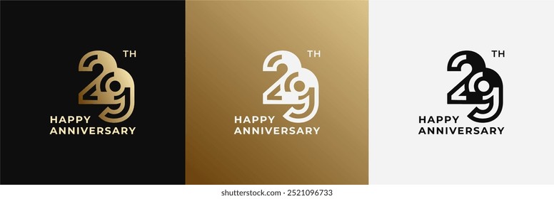 Logotipo 29, 29 años de aniversario, Plantilla creativa para la celebración, cumpleaños, saludo e invitación. Archivo editable