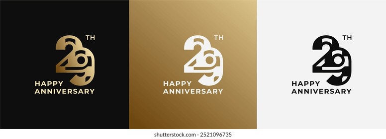 Logotipo 29, 29 años de aniversario, Plantilla de diseño para celebración, cumpleaños, saludo e invitación. Archivo editable