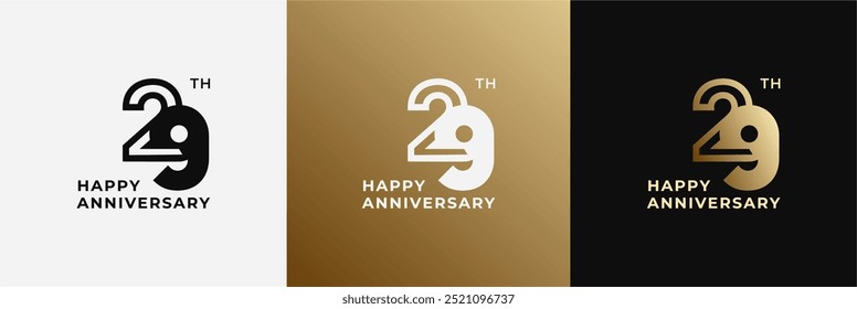 Logo 29th, 29 years anniversary, Creative design template for celebration, birthday, greeting. Editable file