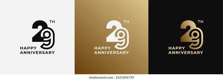 Logo 29th, 29 years anniversary, Creative design template for celebration, birthday and invitation. Editable file