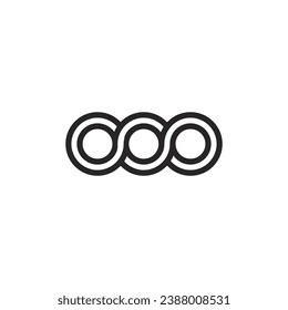 Logo of 3 connected circles, borderless in black color with blank background