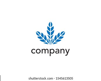 logo 3 leaves are blue, editable and easy to change color
