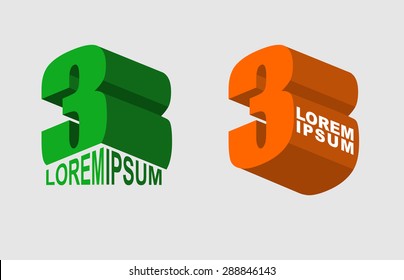 Logo 3. Vector  business sign  illustration.  Number three