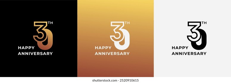 Logo 30th, 30 years anniversary, Creative template for celebration, birthday, greeting and invitation. Editable file