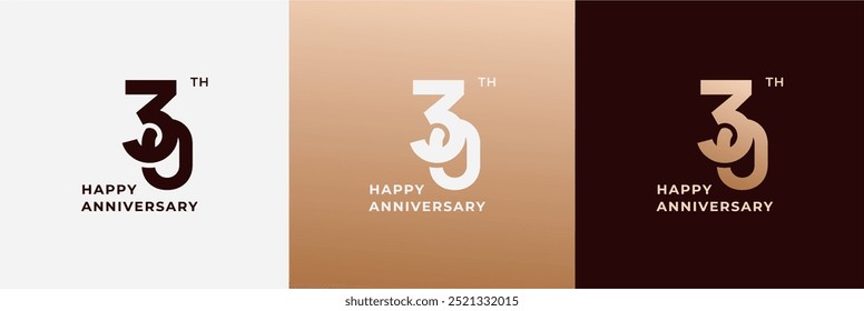 Logo 30th, 30 years anniversary, Creative template for celebration, birthday, greeting and invitation. Editable file