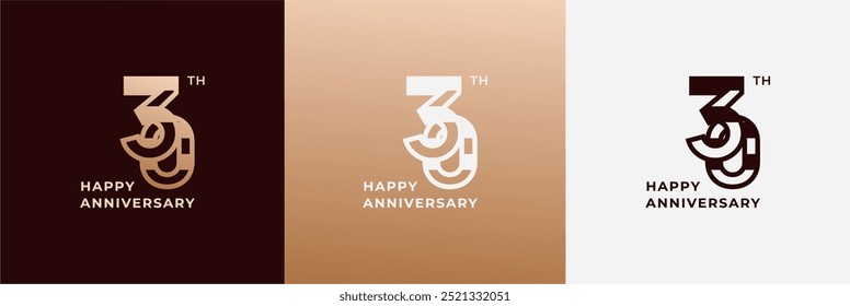 Logo 30th, 30 years anniversary, Creative design template for celebration, greeting, birthday and invitation. Editable file