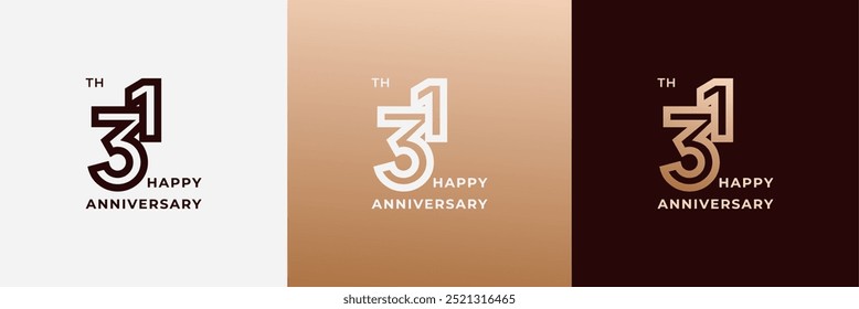 Logo 31o, aniversário de 31 anos, Modelo de design criativo para celebração, saudação e convite. Arquivo editável
