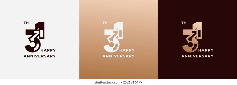 Logo 31o, aniversário de 31 anos, modelo de design para celebração, aniversário, saudação e convite. Arquivo editável